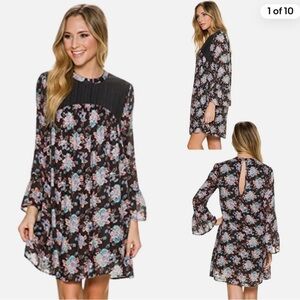 Volcom Floral Blue Tunic Dress Size Medium